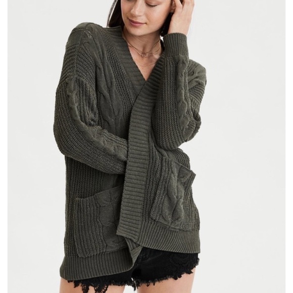 ae oversized chenille cardigan